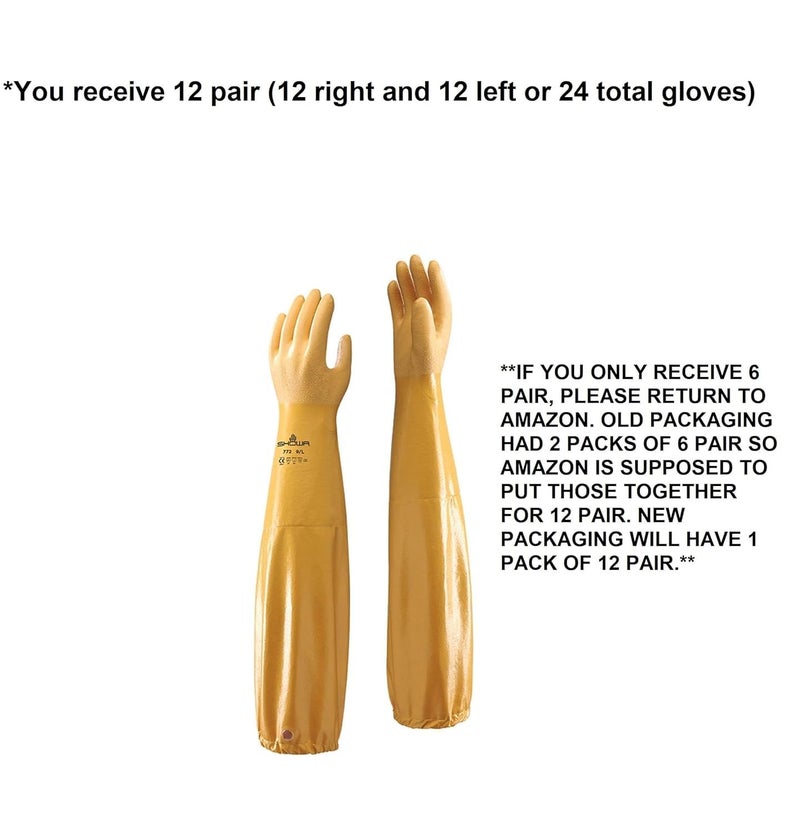 SHOWA Atlas 772 Double Nitrile Coated Full-Arm Chemical Resistant Safety Glove with Cotton/Poly Liner, 20 Mil Thick, 26" Length, X-Large (12 Pair) - Image 3